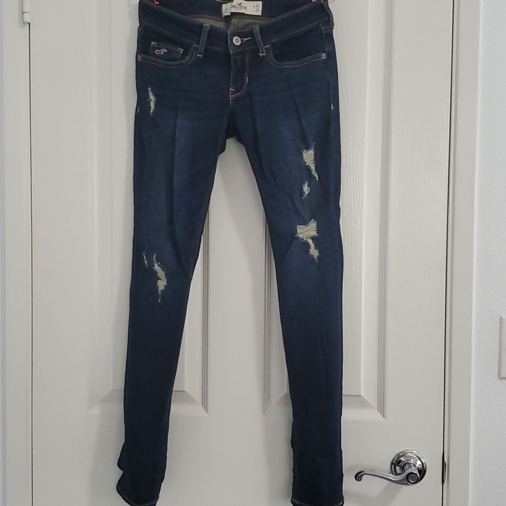 Vintage Y2k Hollister Distressed Super Skinny Jeans With Seagull Logo
